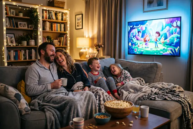 Irish family choosing a film on the EmeraldIPTV IPTV Ireland on-demand library