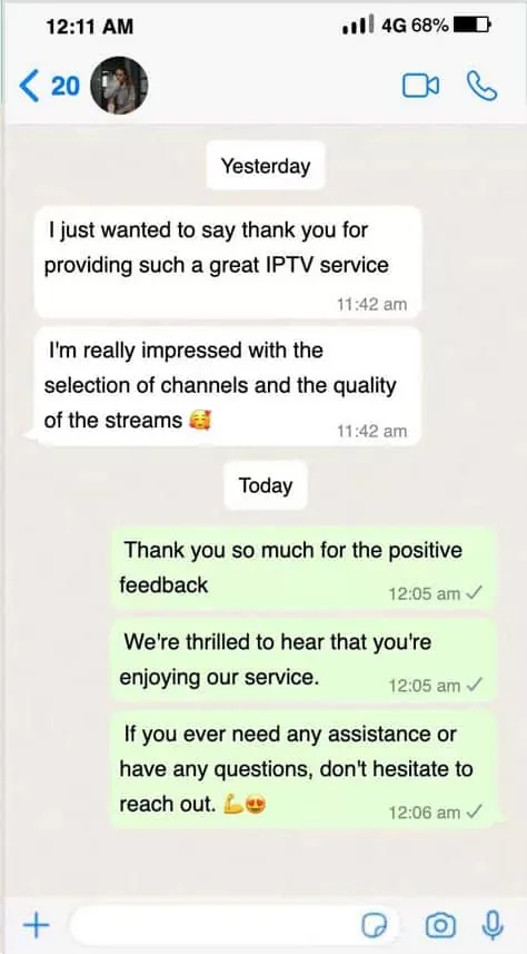 EmeraldIPTV customer review on WhatsApp 9