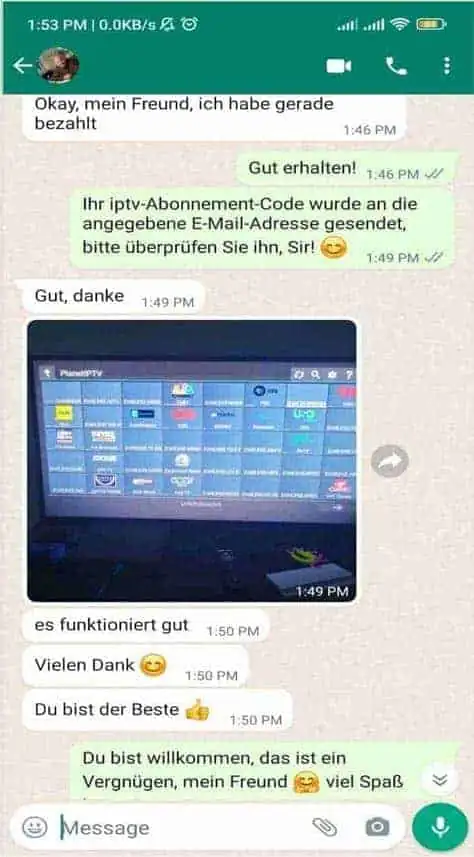 EmeraldIPTV customer review on WhatsApp 2