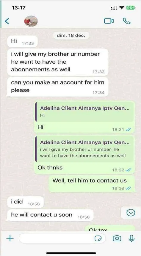 EmeraldIPTV customer review on WhatsApp 4