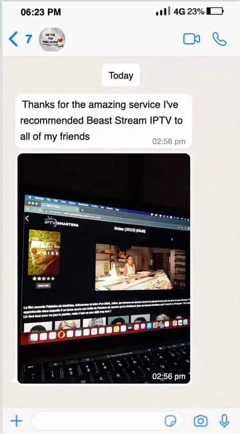 EmeraldIPTV customer review on WhatsApp 5