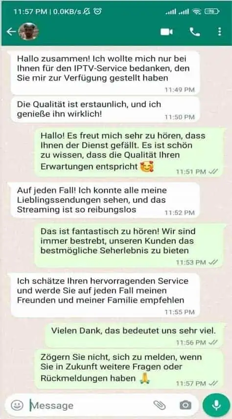 EmeraldIPTV customer review on WhatsApp 8
